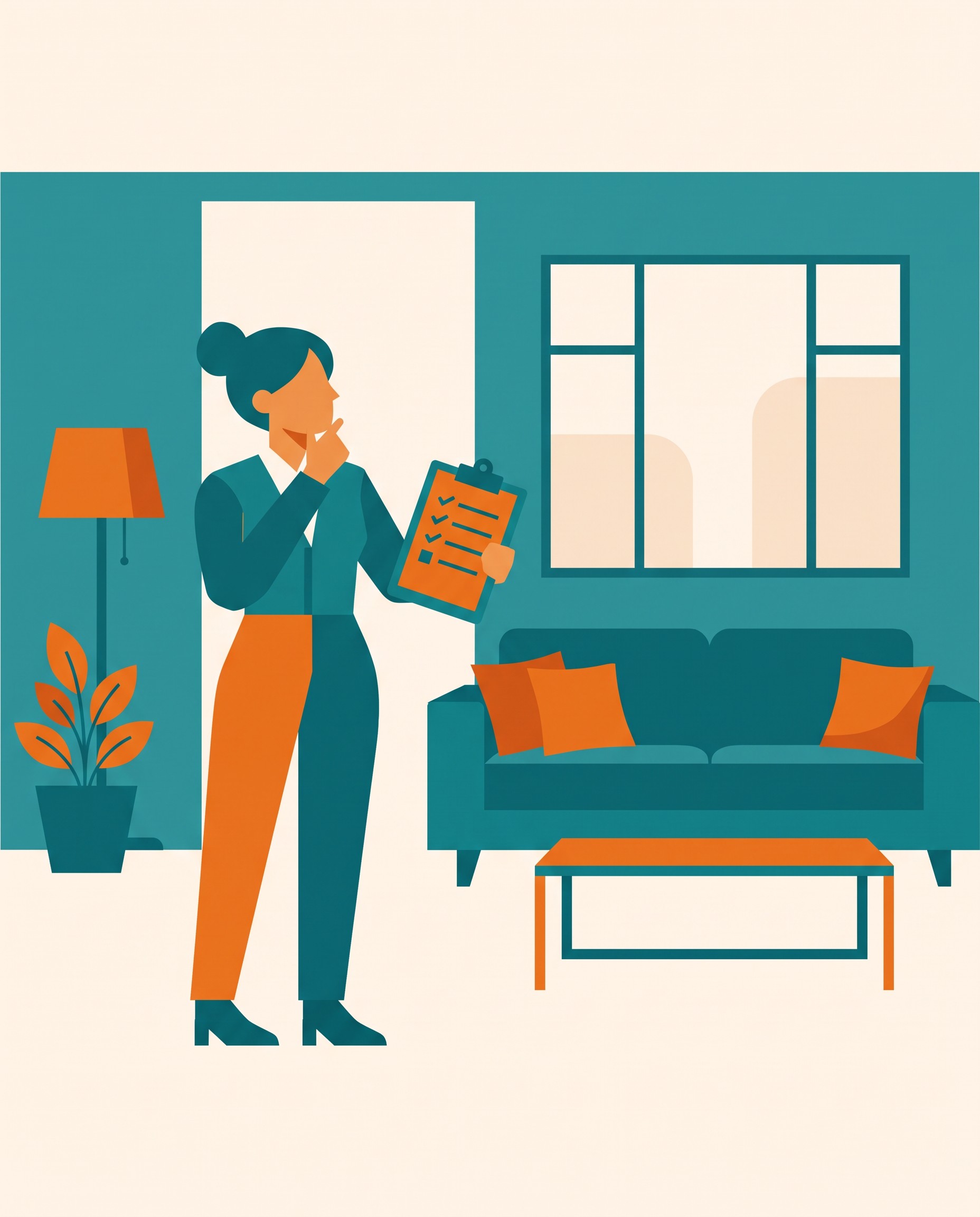 A Viewing Partner walking through a property with a checklist